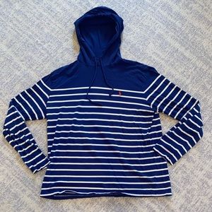 Polo by Ralph Lauren Navy & White Striped Long Sleeve Hooded Tee